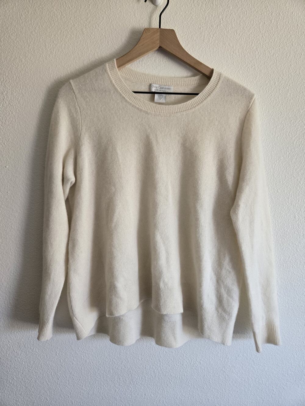 Oats Cashmere Ivory Cream Sweater Coastal Chic Quiet Luxury Clean Girl Small